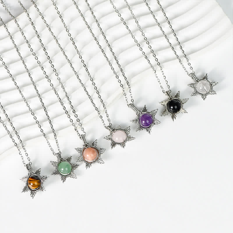 Collier pendentif soleil lune en pierre naturelle Olivenorma