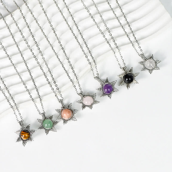 Collier pendentif soleil lune en pierre naturelle Olivenorma