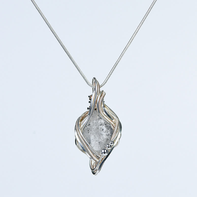 Collier pendentif en cristal naturel enveloppé « Générateur d'énergie » Olivenorma