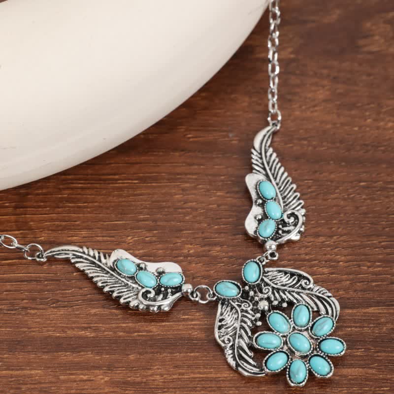 Collier Olivenorma de style ethnique rétro bohème avec turquoise sculpté