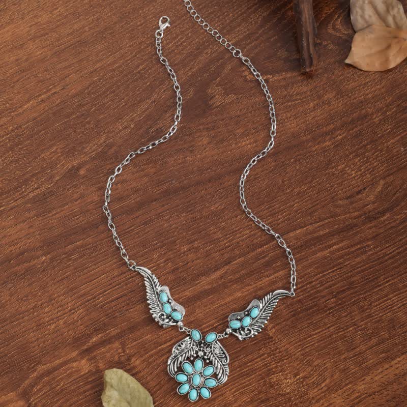 Collier Olivenorma de style ethnique rétro bohème avec turquoise sculpté