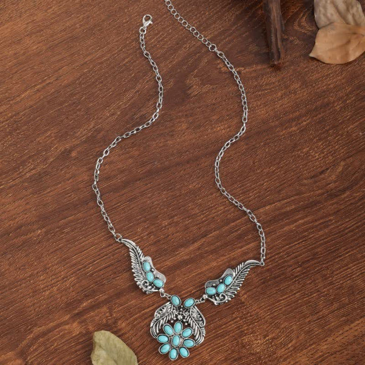 Collier Olivenorma de style ethnique rétro bohème avec turquoise sculpté
