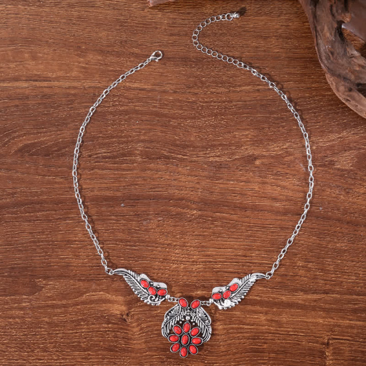 Collier Olivenorma de style ethnique rétro bohème avec turquoise sculpté
