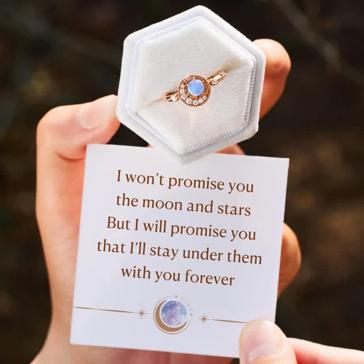 Bague Lune Planète Opale Naturelle Zircon Blanc Olivenorma