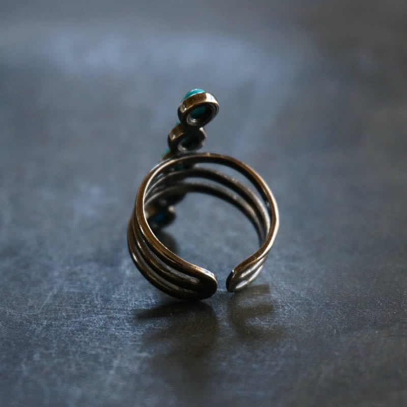 Bague en alliage à rayures turquoises Bohemia Olivenorma