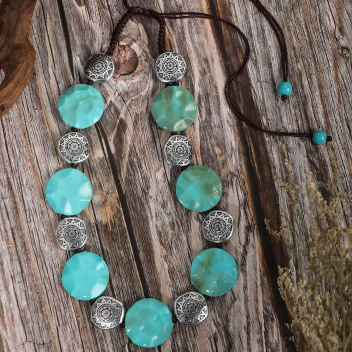 Collier rétro bohème exagéré en alliage turquoise Olivenorma
