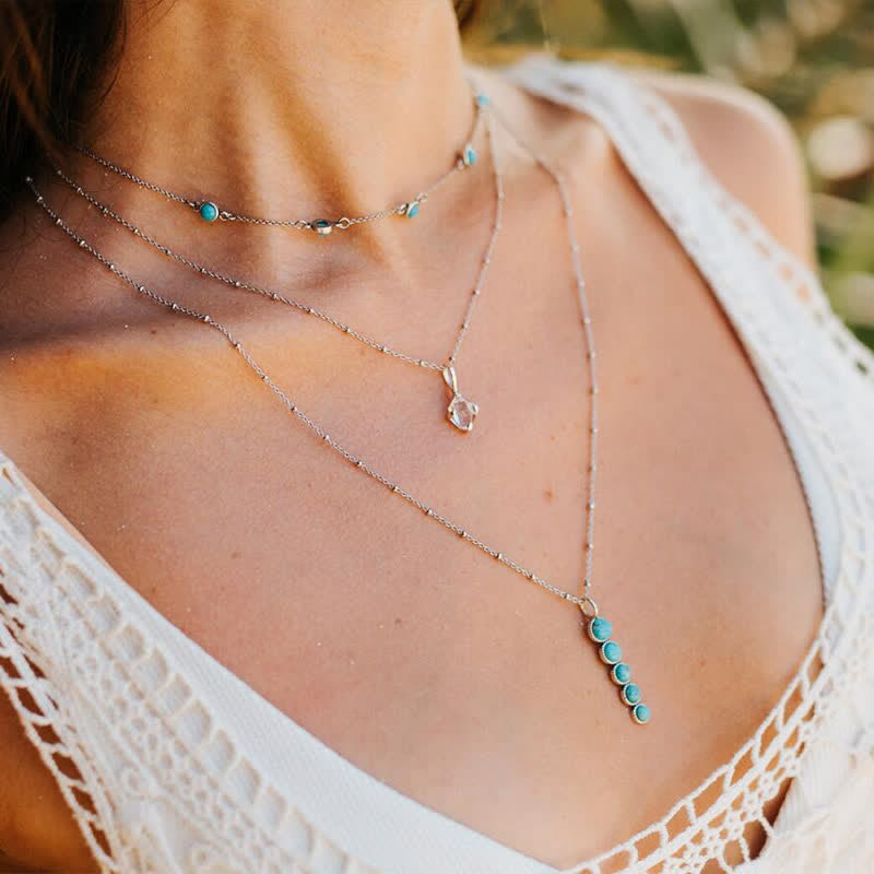 Collier pendentif en forme de pois turquoise Olivenorma