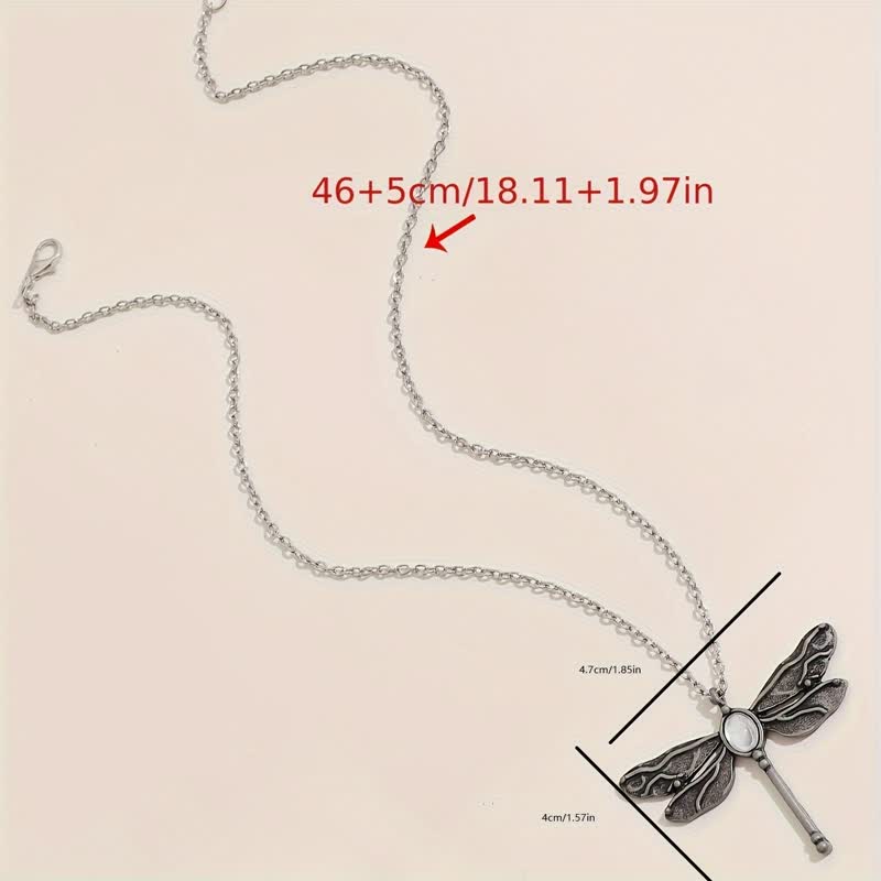 Collier pendentif libellule en pierre de lune incrustée Olivenorma en alliage