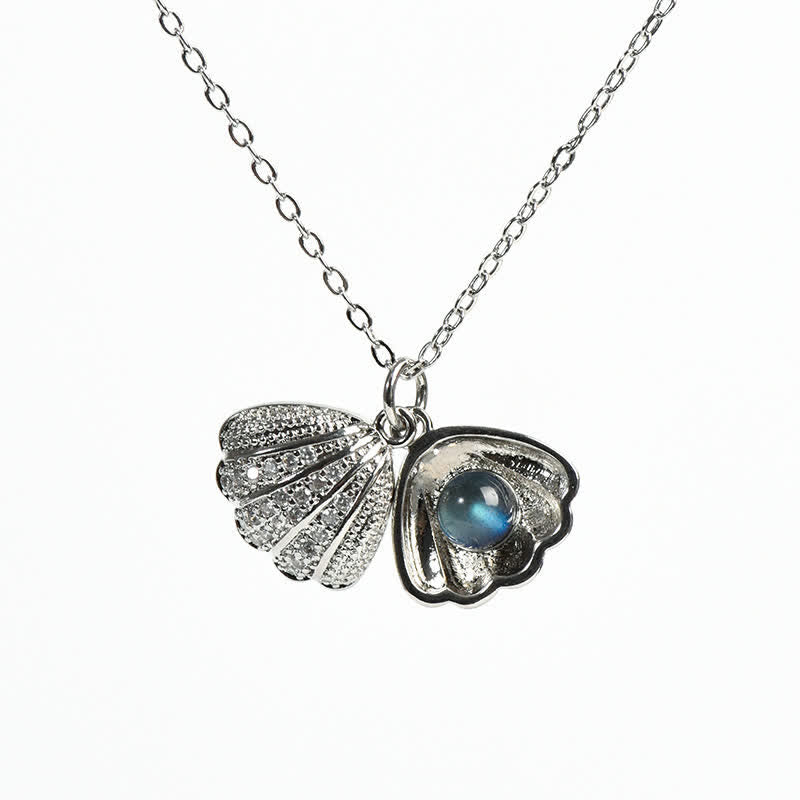 Ensemble de bijoux avec pendentif en coquillage de labradorite et pois Olivenorma et flocon de neige