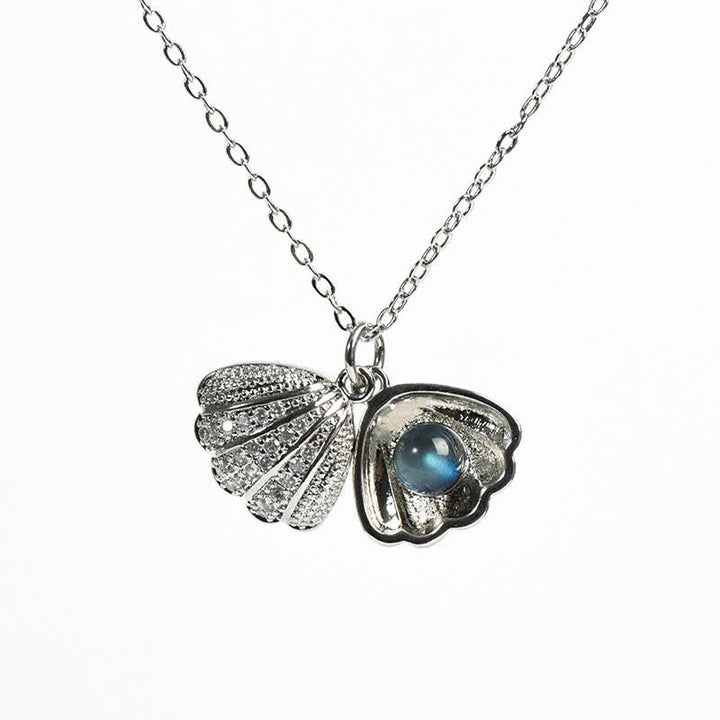 Ensemble de bijoux avec pendentif en coquillage de labradorite et pois Olivenorma et flocon de neige