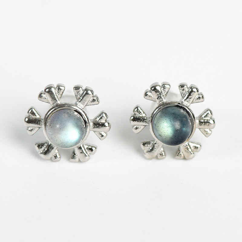 Ensemble de bijoux avec pendentif en coquillage de labradorite et pois Olivenorma et flocon de neige