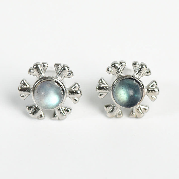 Ensemble de bijoux avec pendentif en coquillage de labradorite et pois Olivenorma et flocon de neige