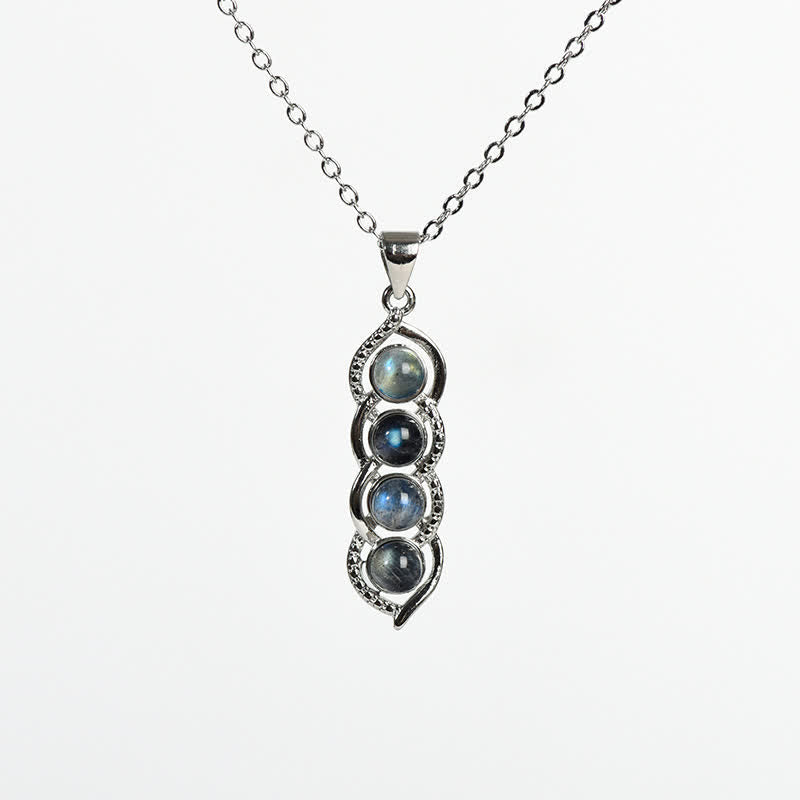 Ensemble de bijoux avec pendentif en coquillage de labradorite et pois Olivenorma et flocon de neige