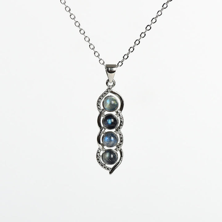 Ensemble de bijoux avec pendentif en coquillage de labradorite et pois Olivenorma et flocon de neige