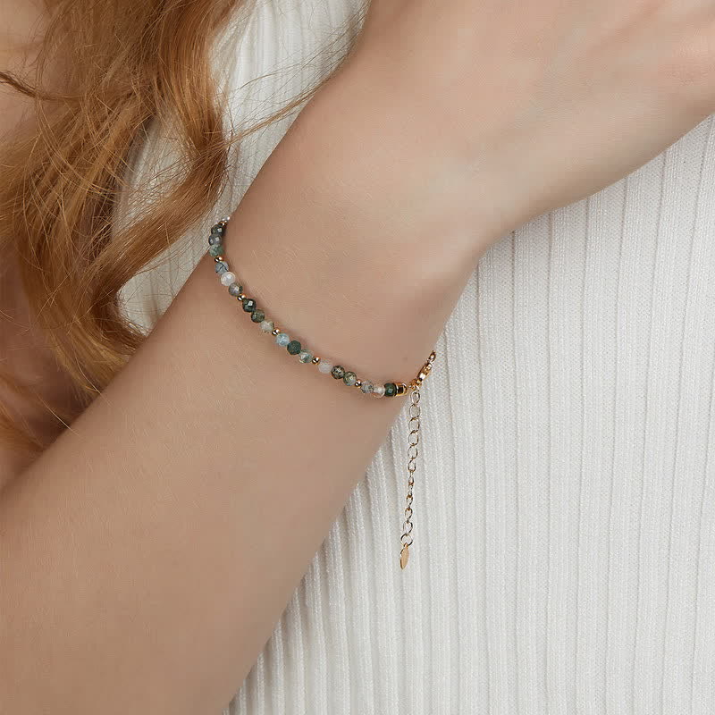 Ensemble de bijoux avec collier et bracelet en perles d'eau douce en agate mousse Olivenorma