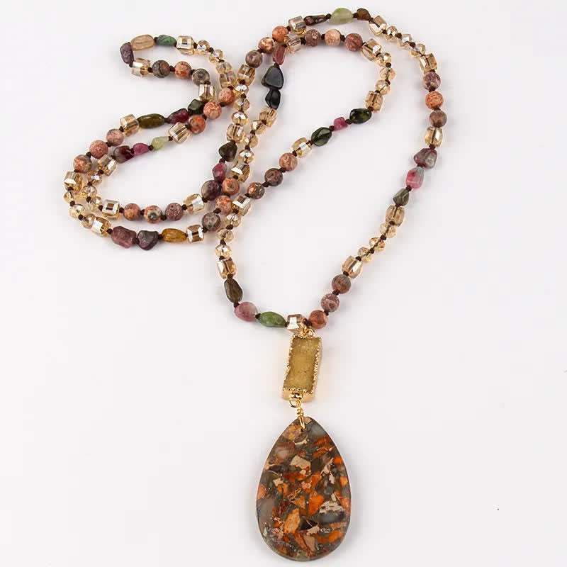 Collier pendentif goutte en cristal de perles de pierre empereur Olivenorma