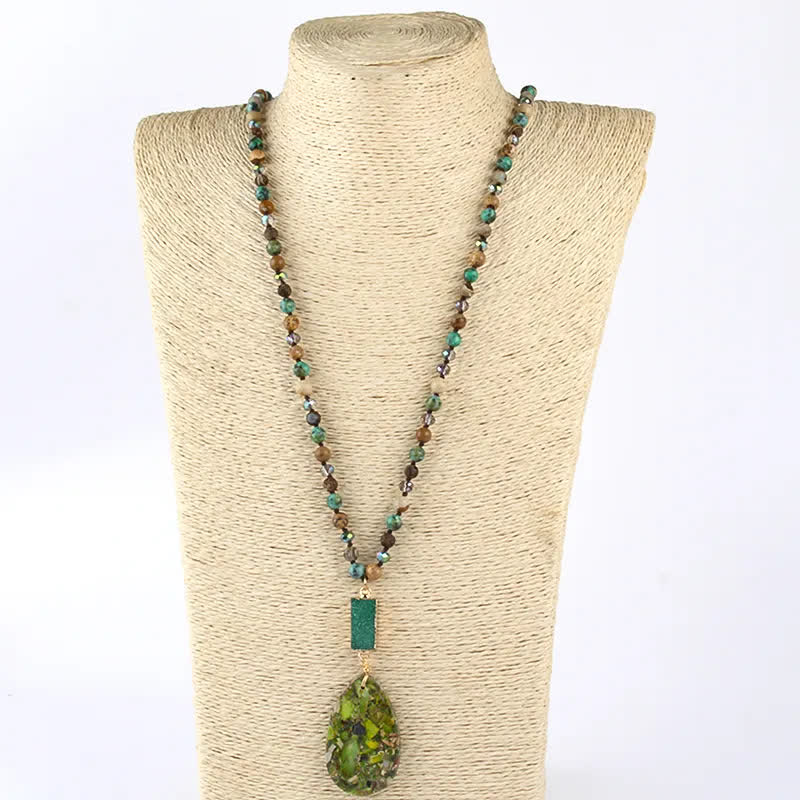 Collier pendentif goutte en cristal de perles de pierre empereur Olivenorma