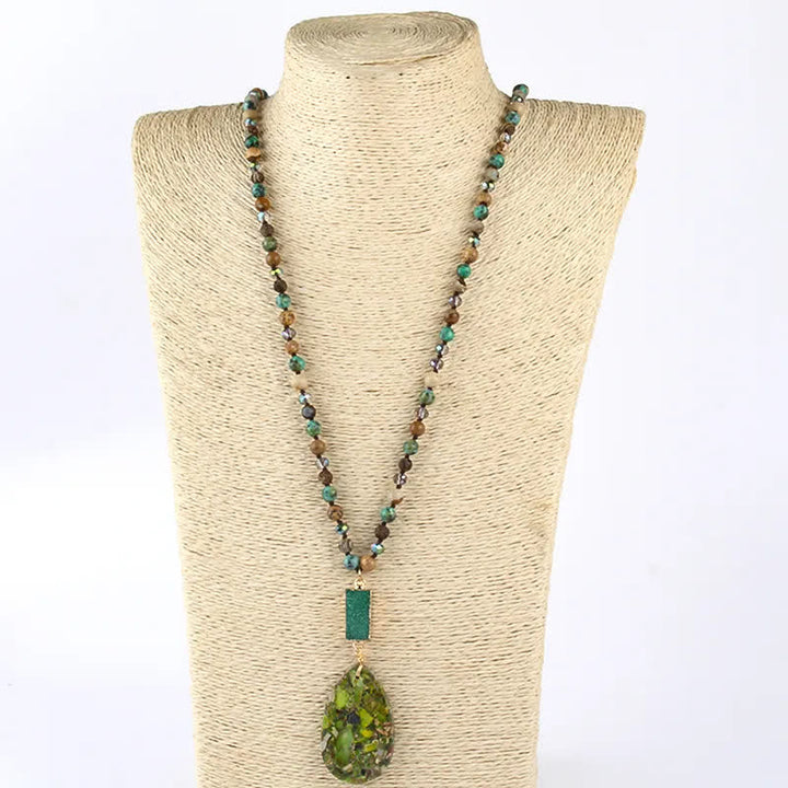 Collier pendentif goutte en cristal de perles de pierre empereur Olivenorma