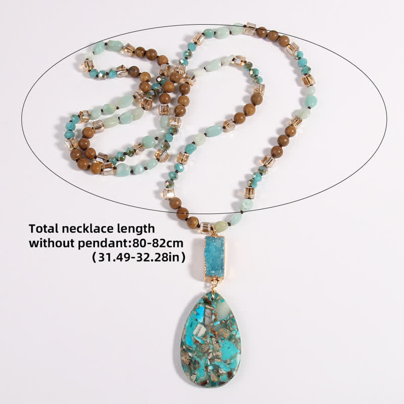 Collier pendentif goutte en cristal de perles de pierre empereur Olivenorma