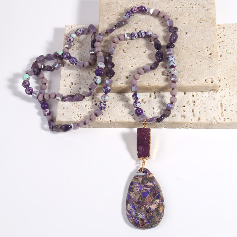 Collier pendentif goutte en cristal de perles de pierre empereur Olivenorma