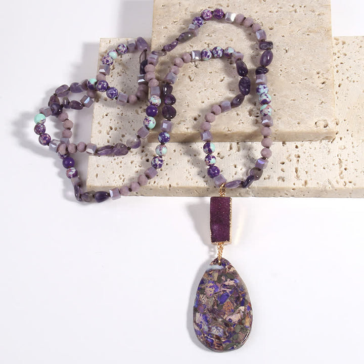 Collier pendentif goutte en cristal de perles de pierre empereur Olivenorma