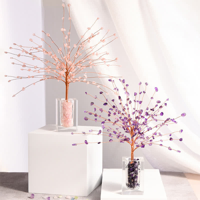 Bol en verre de gravier en cristal naturel Olivenorma Arbre Feng Shui