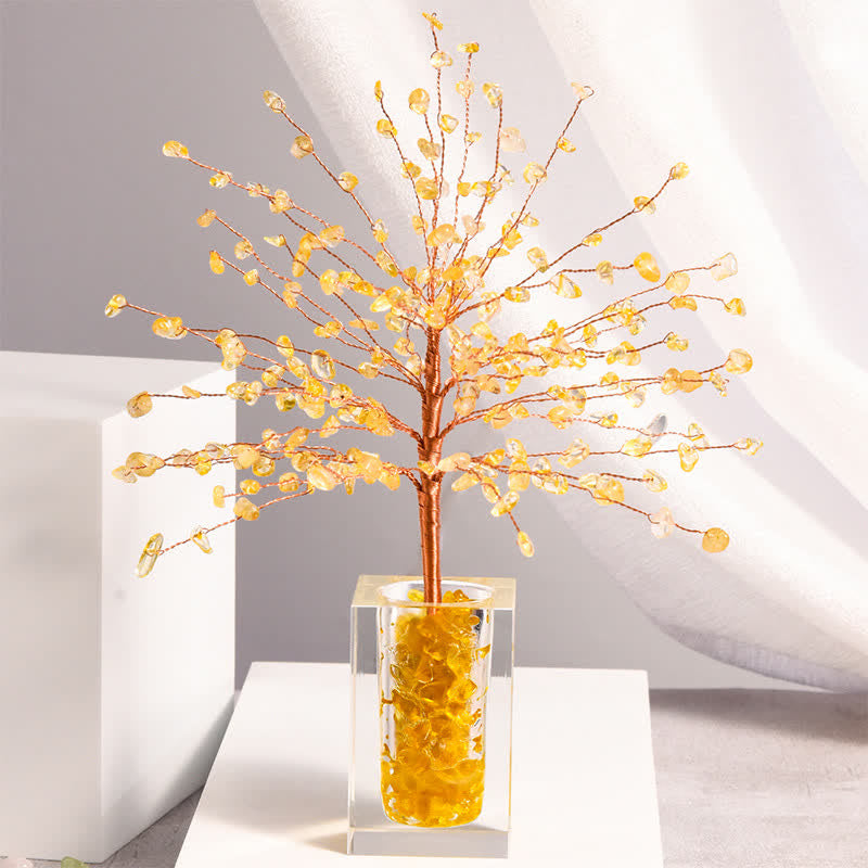 Bol en verre de gravier en cristal naturel Olivenorma Arbre Feng Shui