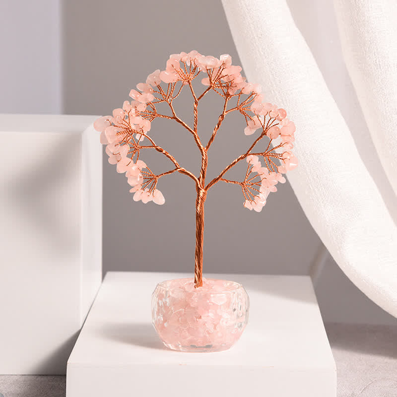 Bol en verre de gravier en cristal naturel Olivenorma Arbre Feng Shui