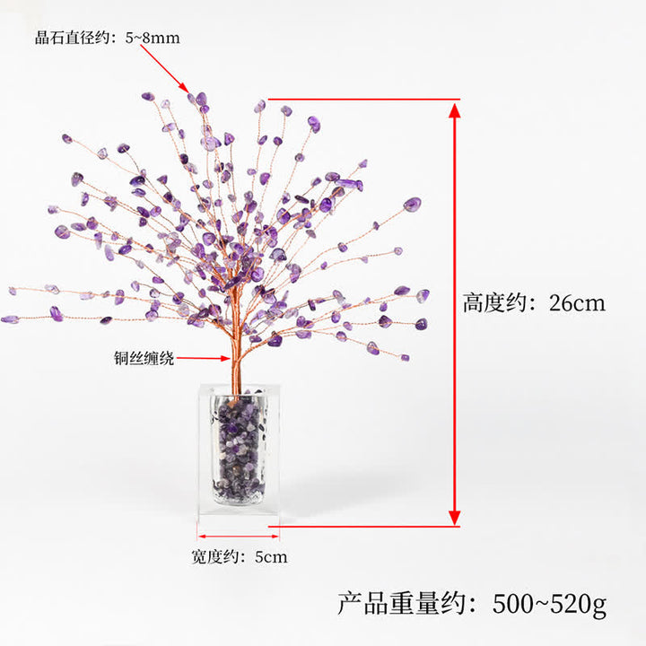 Bol en verre de gravier en cristal naturel Olivenorma Arbre Feng Shui