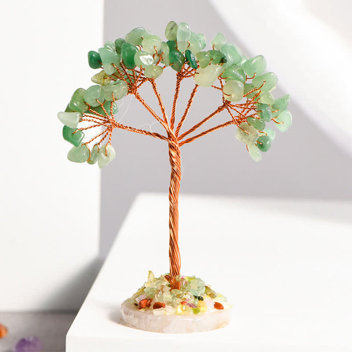 Arbre Feng Shui avec base en agate et gravier de cristal naturel Olivenorma