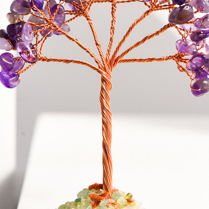 Arbre Feng Shui avec base en agate et gravier de cristal naturel Olivenorma