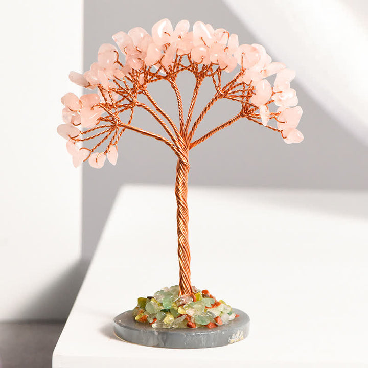 Arbre Feng Shui avec base en agate et gravier de cristal naturel Olivenorma