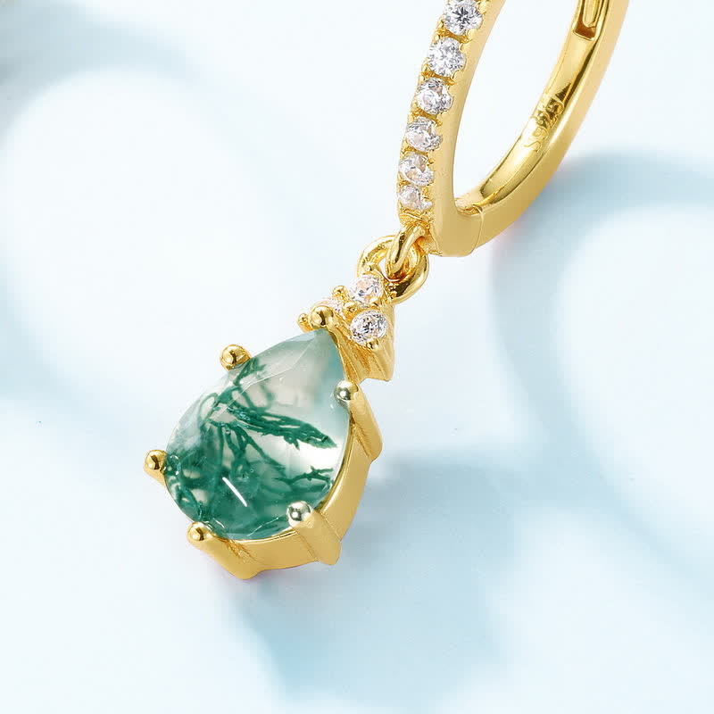 Parure de bijoux Olivenorma en agate mousse dorée et goutte d'eau - image 11