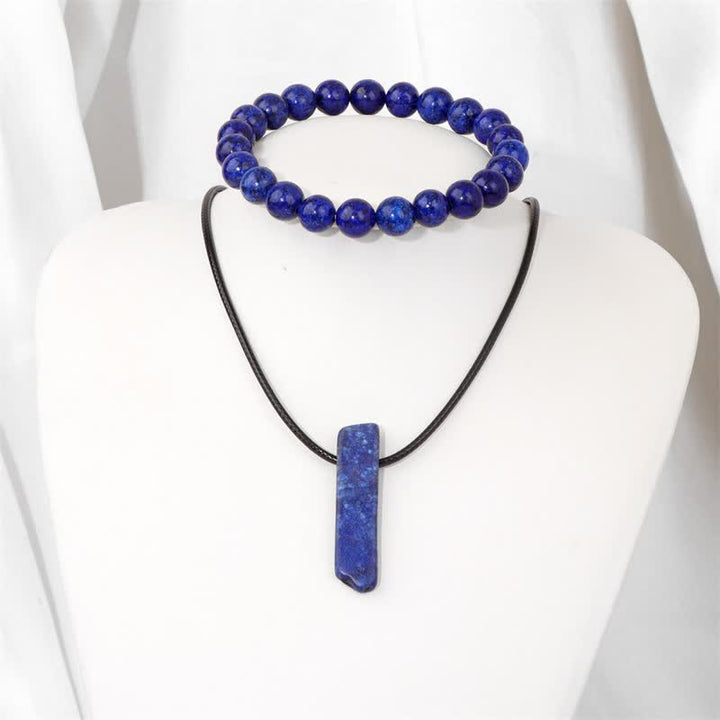 Ensemble de bijoux avec pendentif en pierre naturelle et bracelet en perles Olivenorma