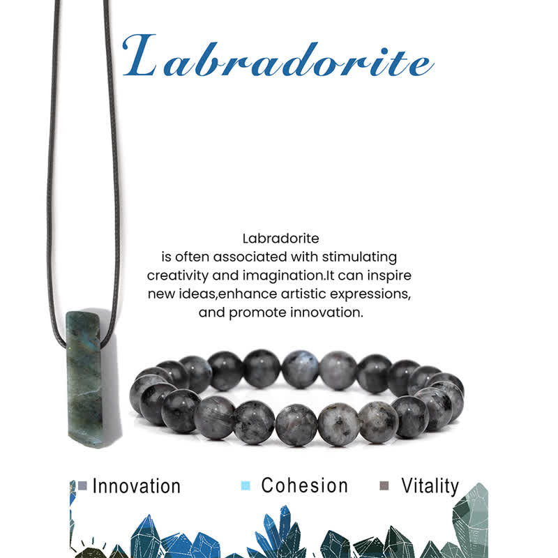 Ensemble de bijoux avec pendentif en pierre naturelle et bracelet en perles Olivenorma