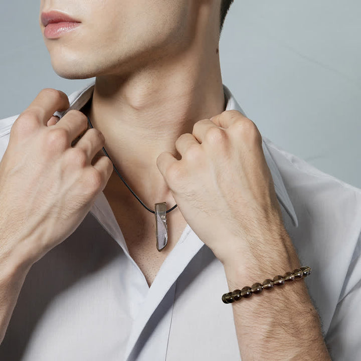 Ensemble de bijoux avec pendentif en pierre naturelle et bracelet en perles Olivenorma