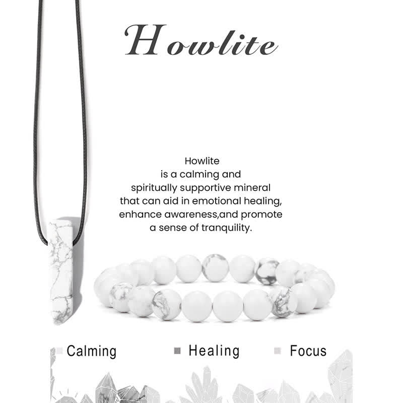 Ensemble de bijoux avec pendentif en pierre naturelle et bracelet en perles Olivenorma