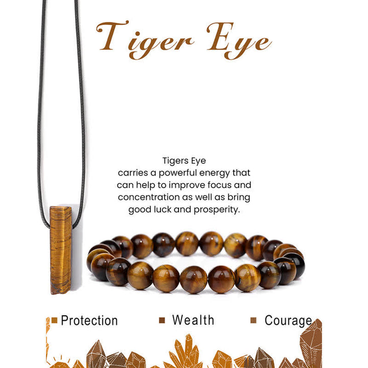 Ensemble de bijoux avec pendentif en pierre naturelle et bracelet en perles Olivenorma