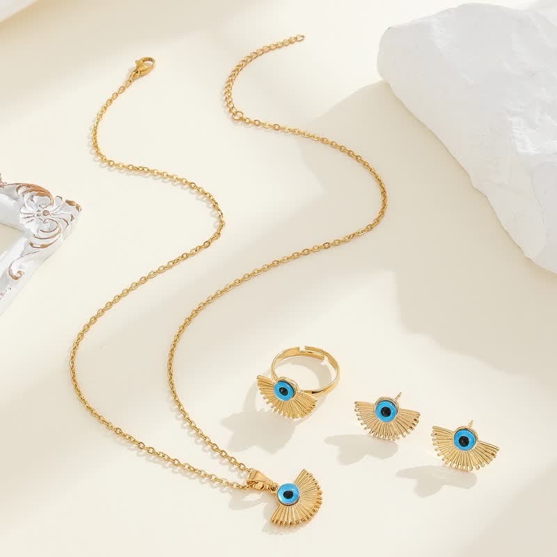 Ensemble de bijoux avec pendentif mauvais œil bleu de style hip-hop Olivenorma