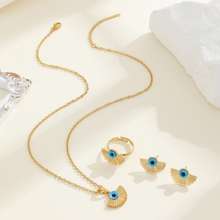 Ensemble de bijoux avec pendentif mauvais œil bleu de style hip-hop Olivenorma