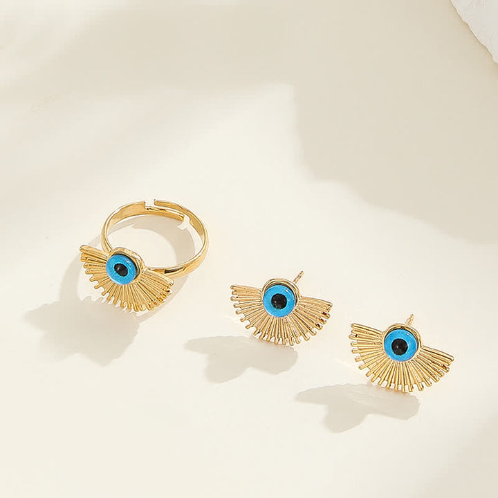 Ensemble de bijoux avec pendentif mauvais œil bleu de style hip-hop Olivenorma