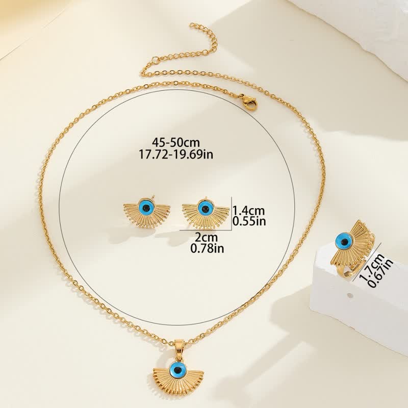 Ensemble de bijoux avec pendentif mauvais œil bleu de style hip-hop Olivenorma