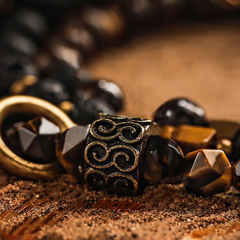 Bracelet en perles pour homme en pierre de lave naturelle œil de tigre Olivenorma