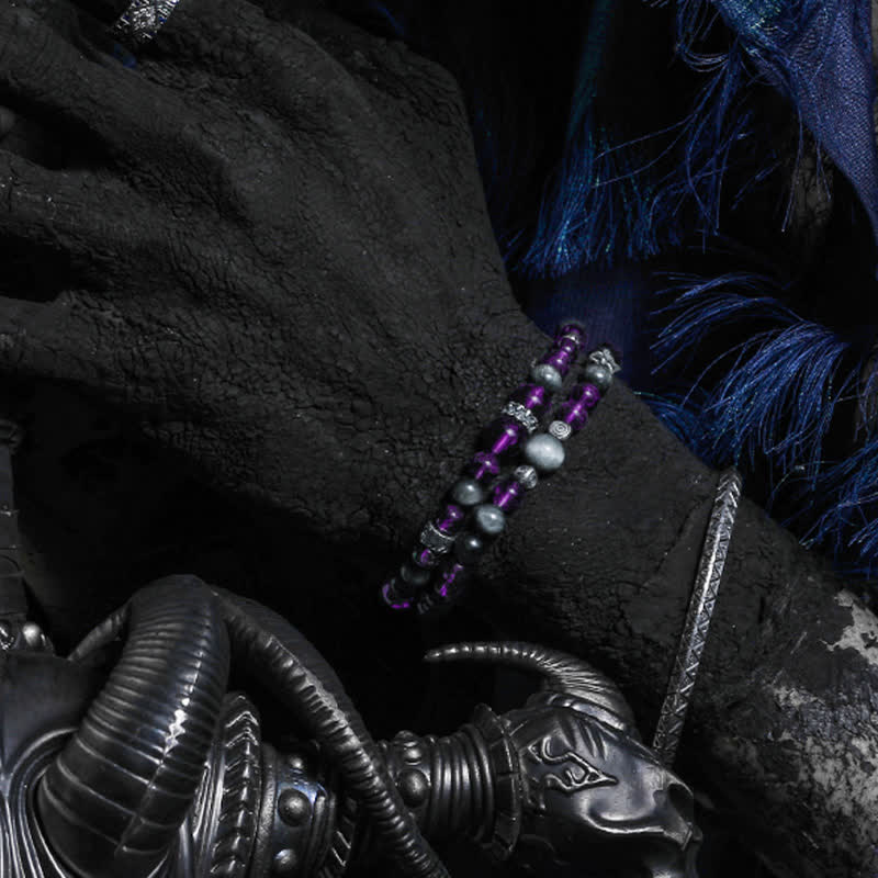 Bracelet en perles d'améthyste naturelle pour homme Olivenorma