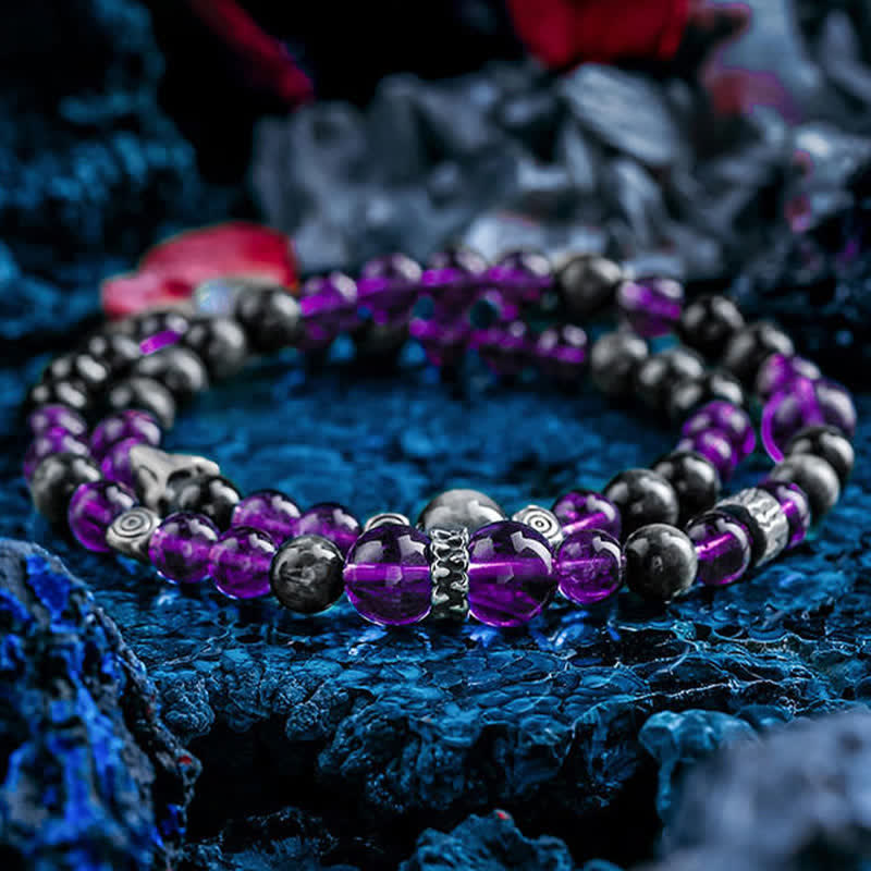 Bracelet en perles d'améthyste naturelle pour homme Olivenorma