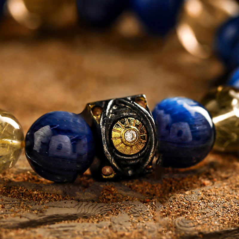 Bracelet en perles pour homme en œil de tigre bleu naturel Olivenorma