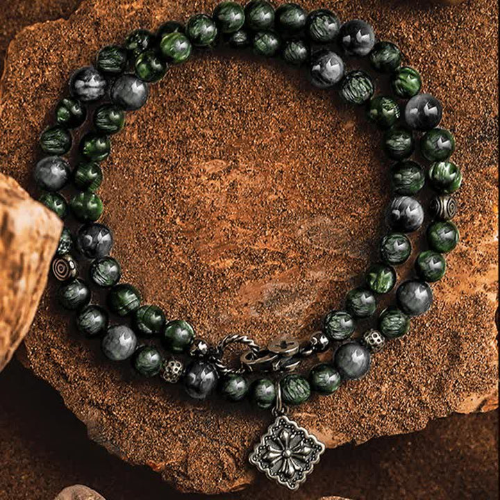 Bracelet en perles de séraphinite naturelle Olivenorma pour homme