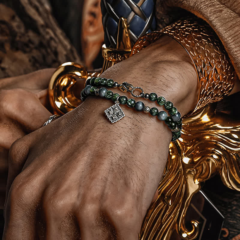 Bracelet en perles de séraphinite naturelle Olivenorma pour homme