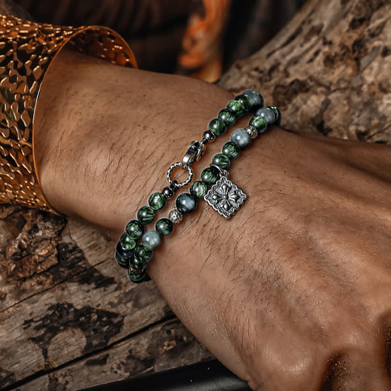 Bracelet en perles de séraphinite naturelle Olivenorma pour homme