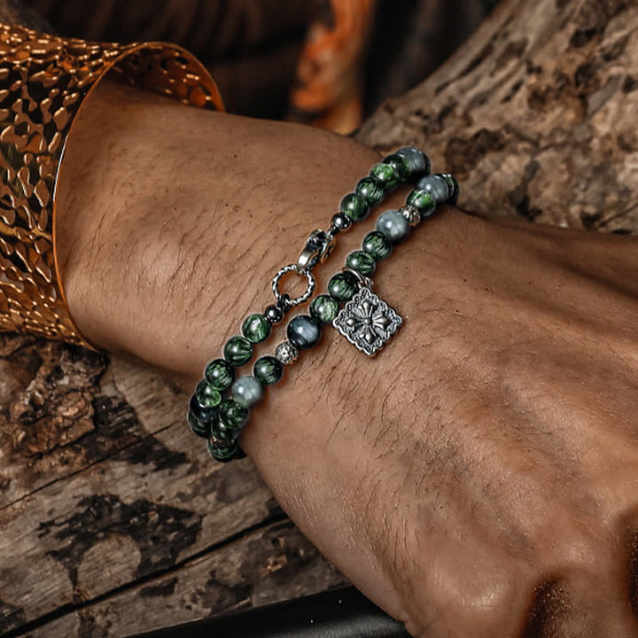 Bracelet en perles de séraphinite naturelle Olivenorma pour homme